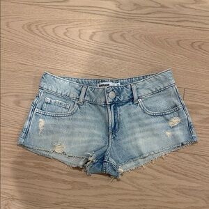 Garage Light Wash Distressed Denim Jean Shorts